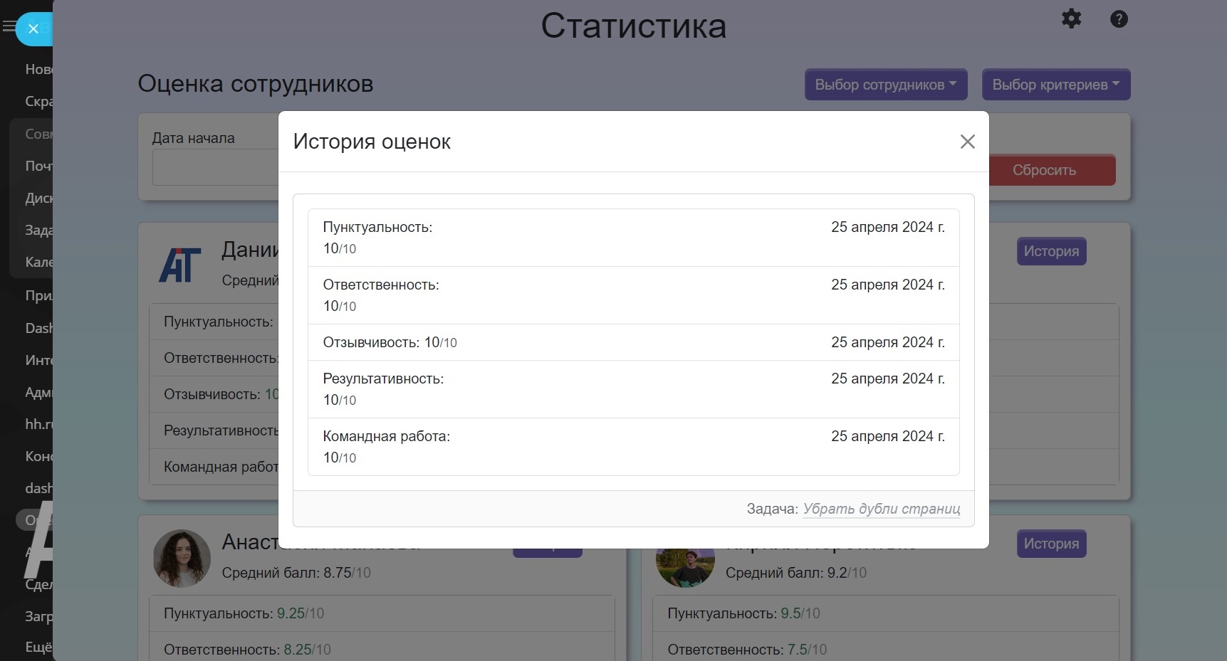 Оценка сотрудников