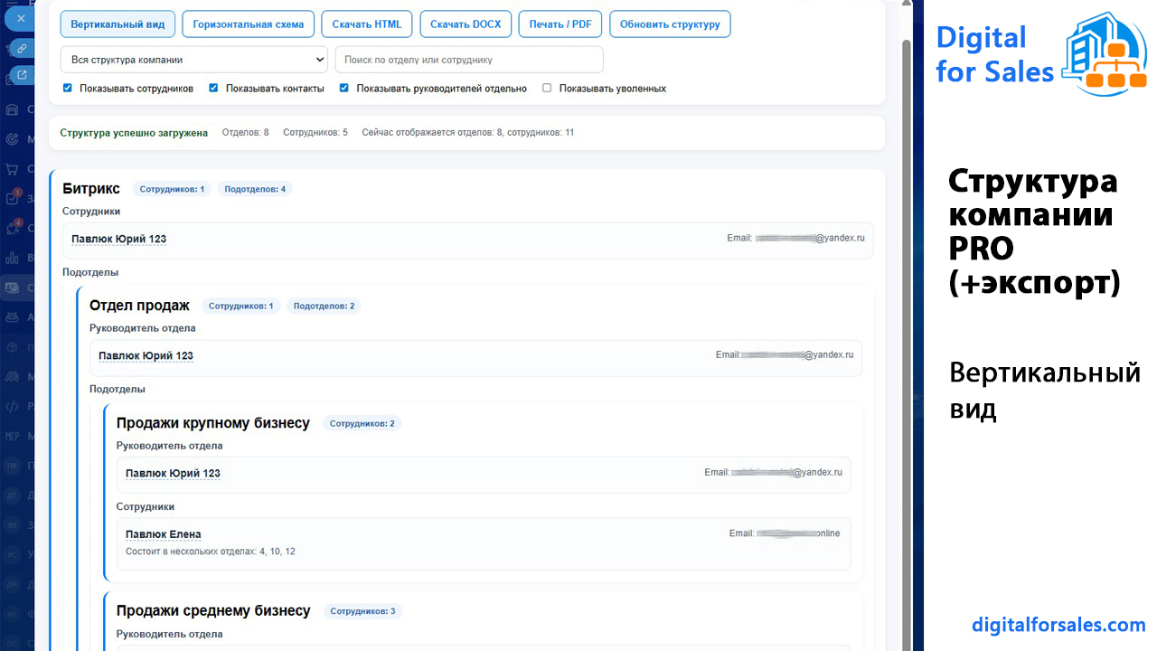 Структура компании PRO (+экспорт)