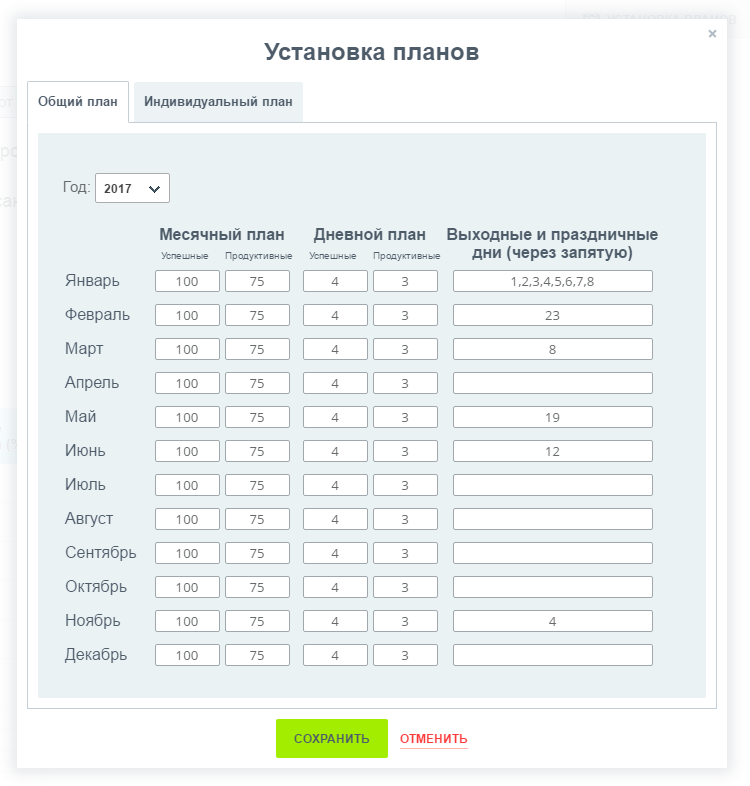 Планирование звонков