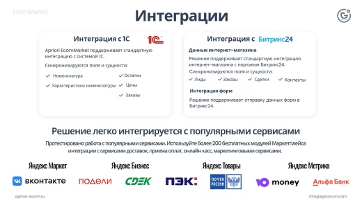 Apriori.EcomMarket: Интернет-магазин c конструктором настроек и расширенный маркетинговый функционал