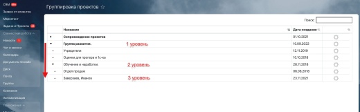 Группировка проектов