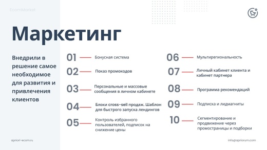 Apriori.EcomMarket: Интернет-магазин c конструктором настроек и расширенный маркетинговый функционал