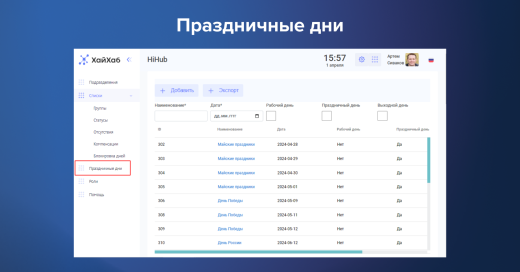 Табель учета времени | ХайХаб